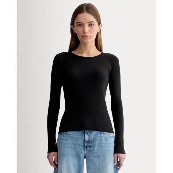 Everlane Sweaters - Everlane NWT Supima Cotton Luxe Micro-rib Long Sleeve Crew Black Small